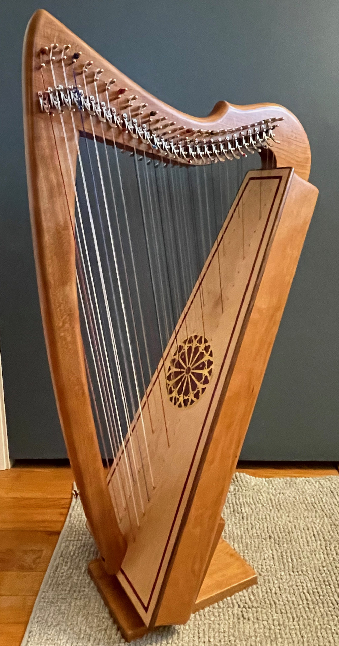 Rees Double Morgan Meghan double-strung harp from the left side